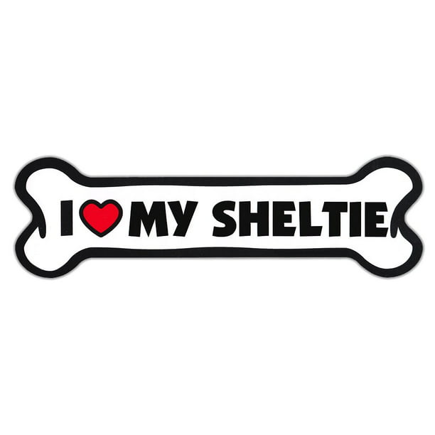 Shetland Sheepdog Cars GIANT SIZE!! Dog Bone Magnets: I Love My Sheltie